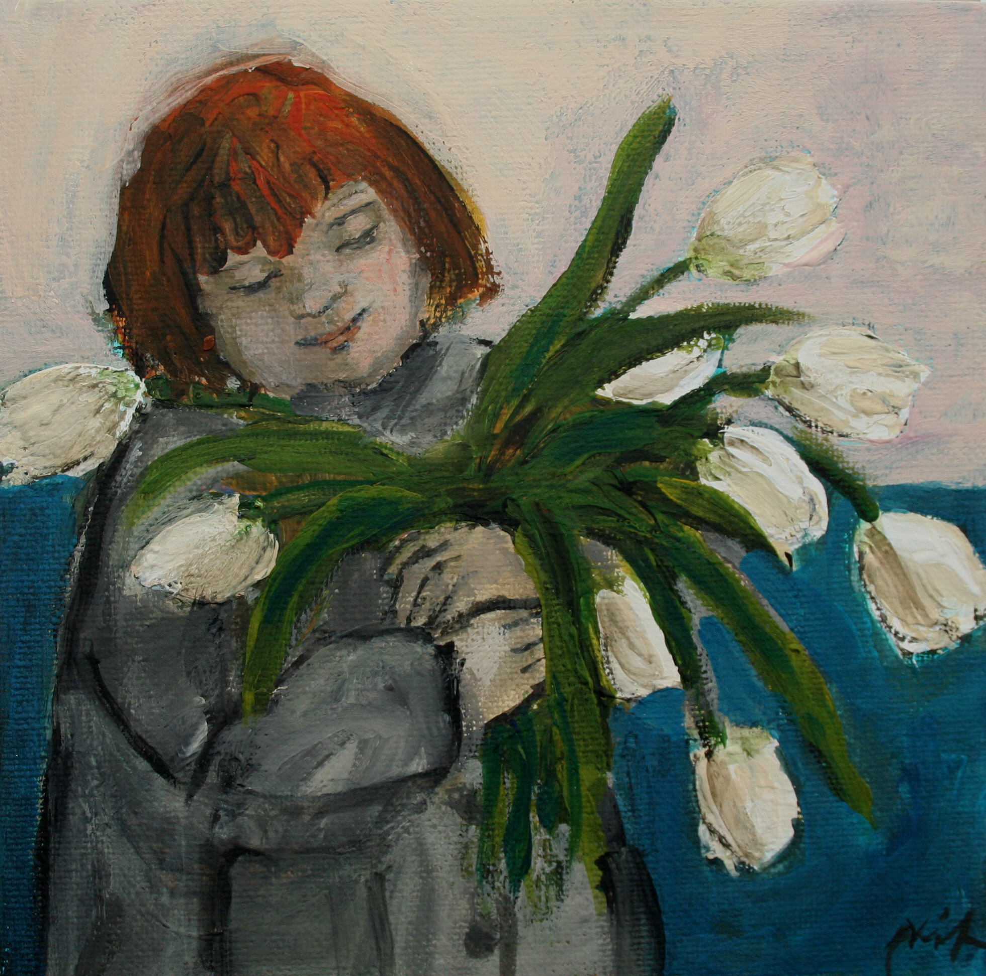 Kind mit Tulpen